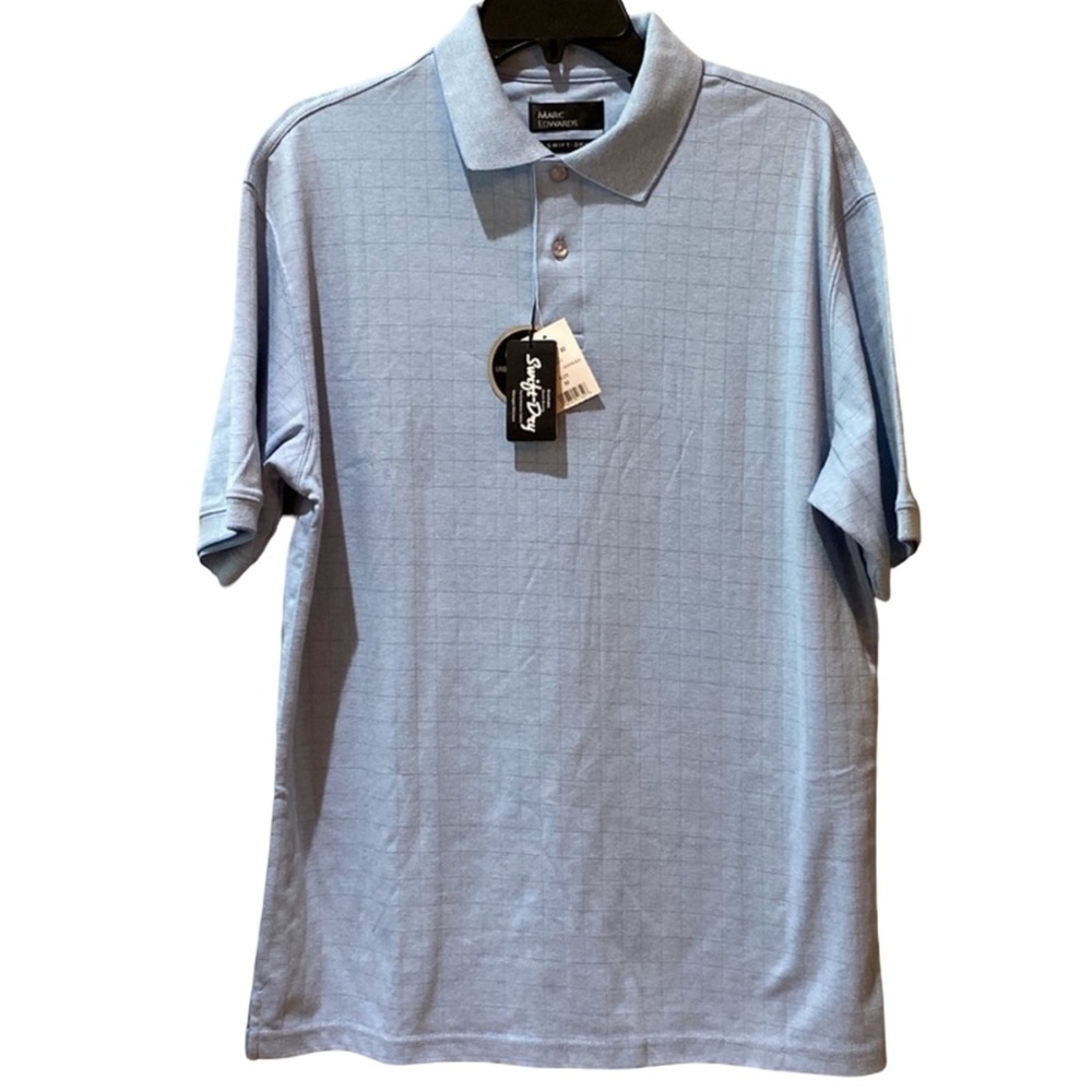 Marc Edwards Blue Plaid Swift Dry Polo Golf Shirt Men’s Medium